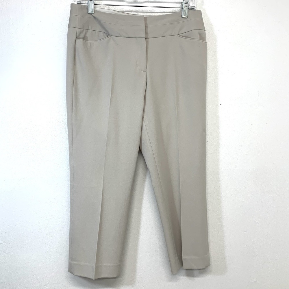 Express Editor Crop Pants Neutral Pockets Sz 4 Stretch Capsule Business Casual